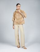 Giacca corta in visone con zip, palomino, 60 cm