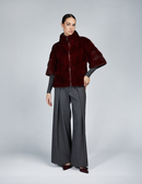 Giacca corta in visone con zip rosso 60cm