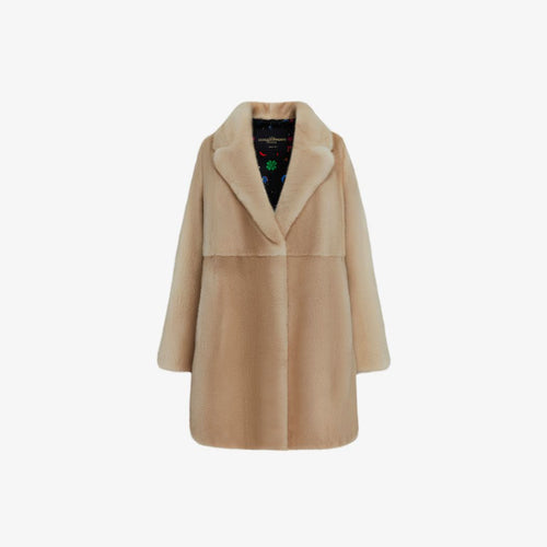 Cappotto in visone a pelle intera palomino 90 cm