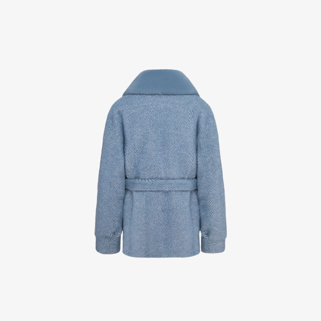 Cardigan in lama con cintura in vita azzurro 70 cm