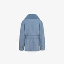 Cardigan in lama con cintura in vita azzurro 70 cm