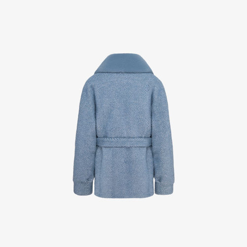 Cardigan in lama con cintura in vita azzurro 70 cm