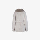 Cardigan in lama con cintura in vita beige 70 cm