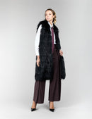 Gilet lungo in volpe argentata nera, 100 cm