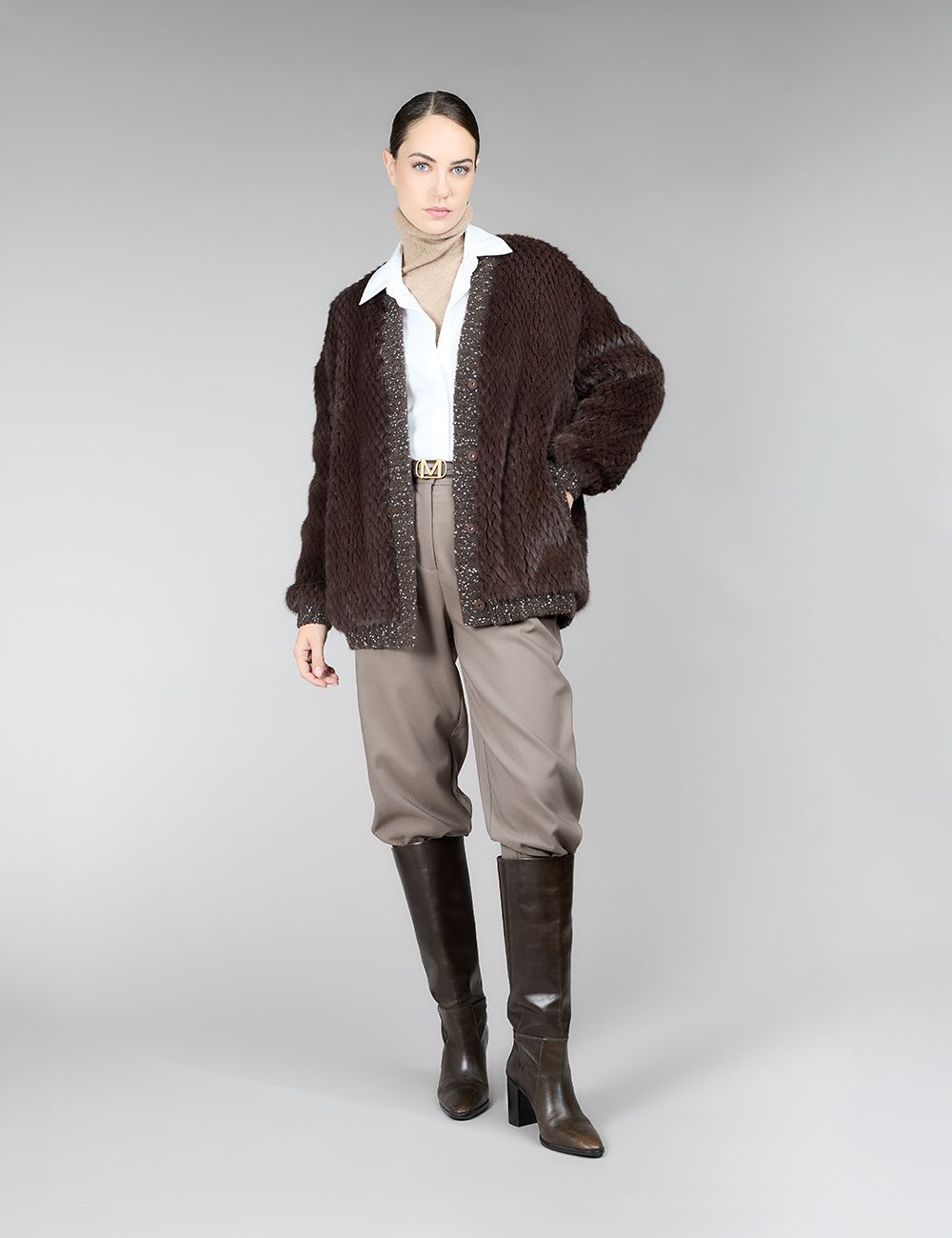 Cardigan in visone