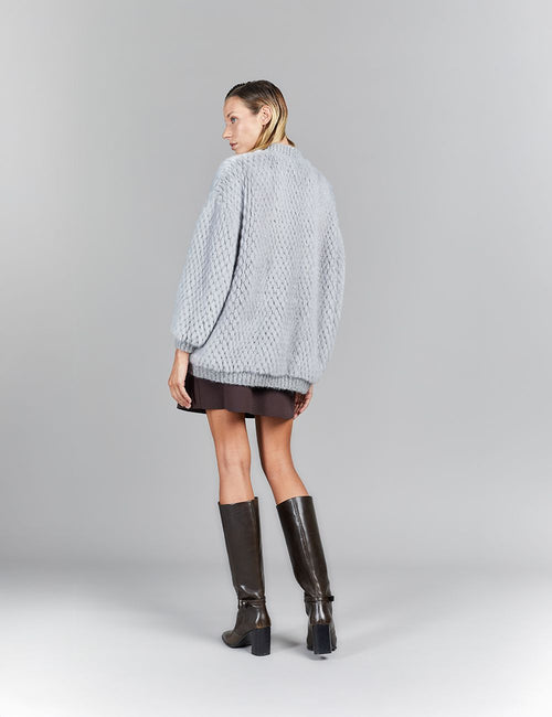 Cardigan in visone, zaffero, 70 cm