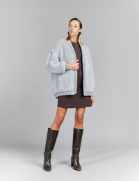 Cardigan in visone, zaffero, 70 cm