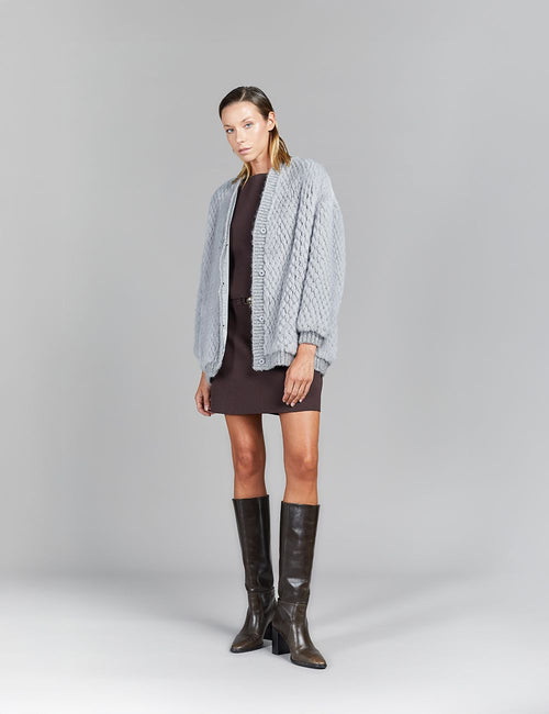 Cardigan in visone, zaffero, 70 cm