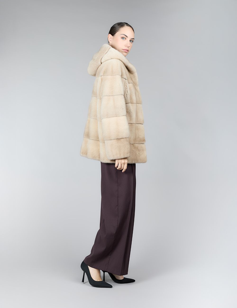 Mink jacket with hood