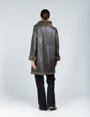 Cappotto in rex reversibile con collo alto grigio 85cm