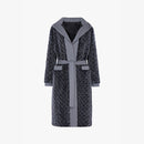 Cappotto in visone con cintura e bordi in cashmere grigio 105cm