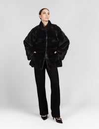 Mink coat without black collar, 75 cm.