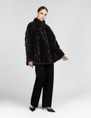 Mink coat without black collar, 75 cm.