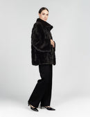 Mink coat without black collar, 75 cm.