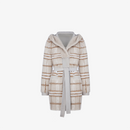 Cappotto di visone filettato reversibile a quadri beige 85cm
