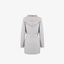 Cappotto di visone filettato reversibile a quadri beige 85cm