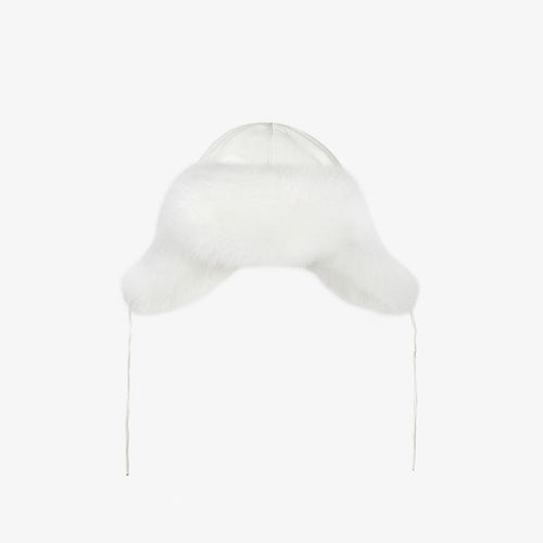 Cappello in volpe bianca con para orecchie
