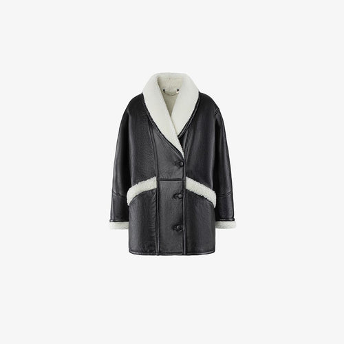 Giacca di montone nera 75 cm