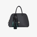 Borsa a mano in pelle con portachiavi frange