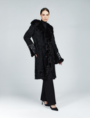 Cappotto lungo in persiano con bordo in zibellino nero 105cm