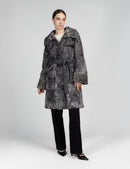 Cappotto in persiano con cintura in lana grigio 100cm