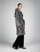 Cappotto in persiano con cintura in lana grigio 100cm