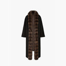 Cappotto in cashmere reversibile con bordo in zibellino nero 125 cm