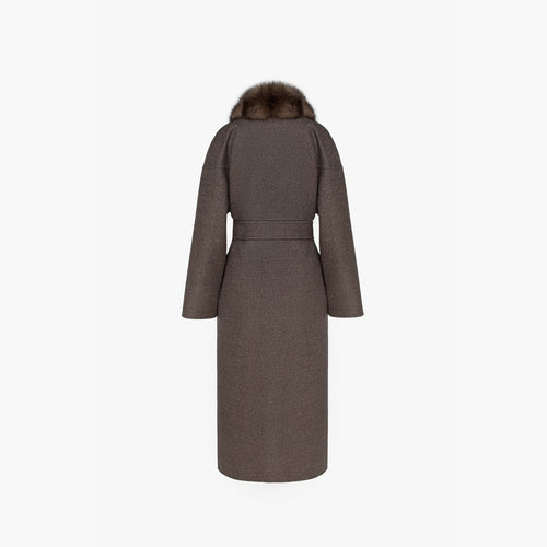 Cappotto in cashmere reversibile con bordo in zibellino nero 125 cm
