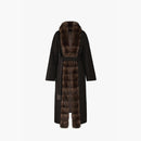 Cappotto in cashmere reversibile con bordo in zibellino nero 125 cm
