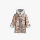 Giacca di linciotto con collo alto reversibile naturale 65 cm