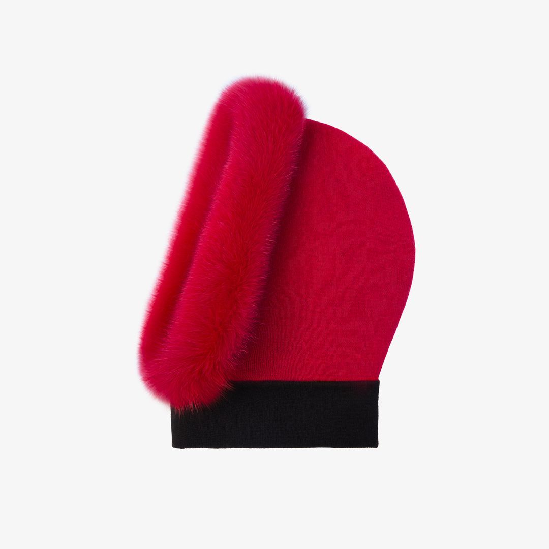 Balaclava cashmere e volpe rosso