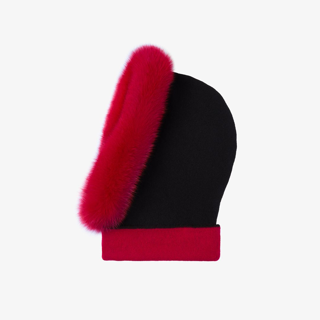 Balaclava cashmere e volpe rosso