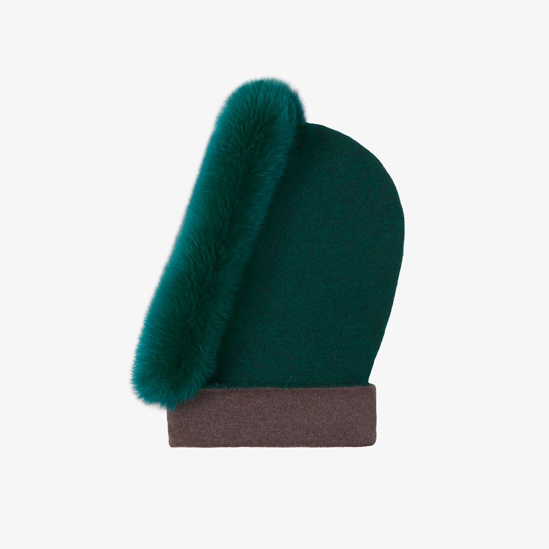 Balaclava cashmere e volpe verde