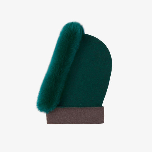 Balaclava cashmere e volpe verde