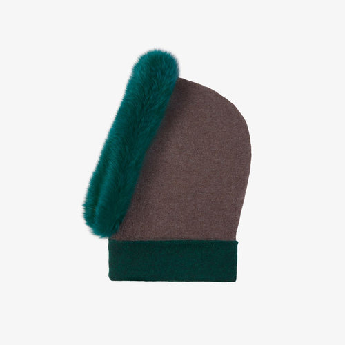 Balaclava cashmere e volpe verde