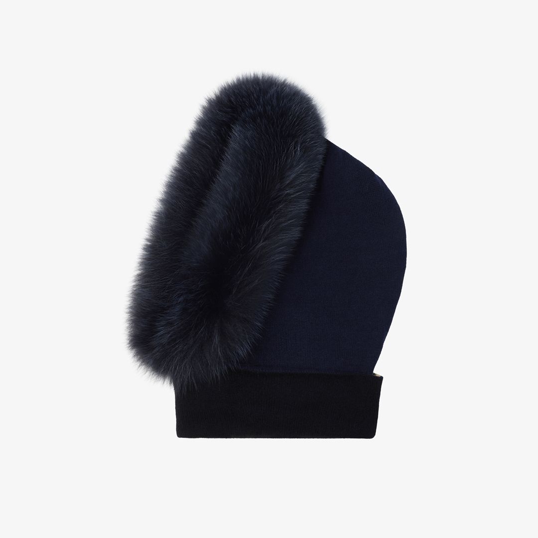 Balaclava cashmere e volpe blu