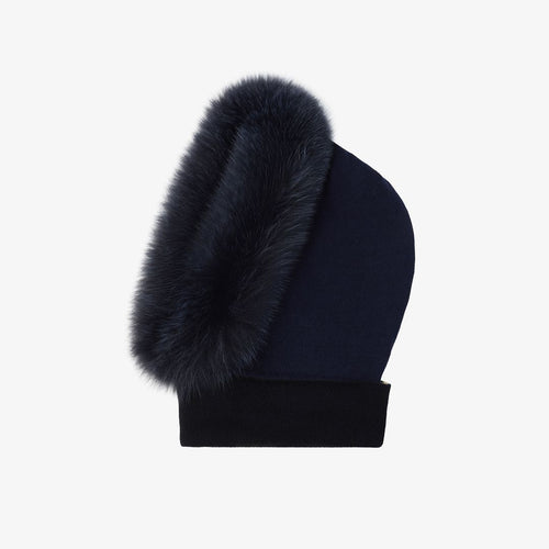 Balaclava cashmere e volpe blu