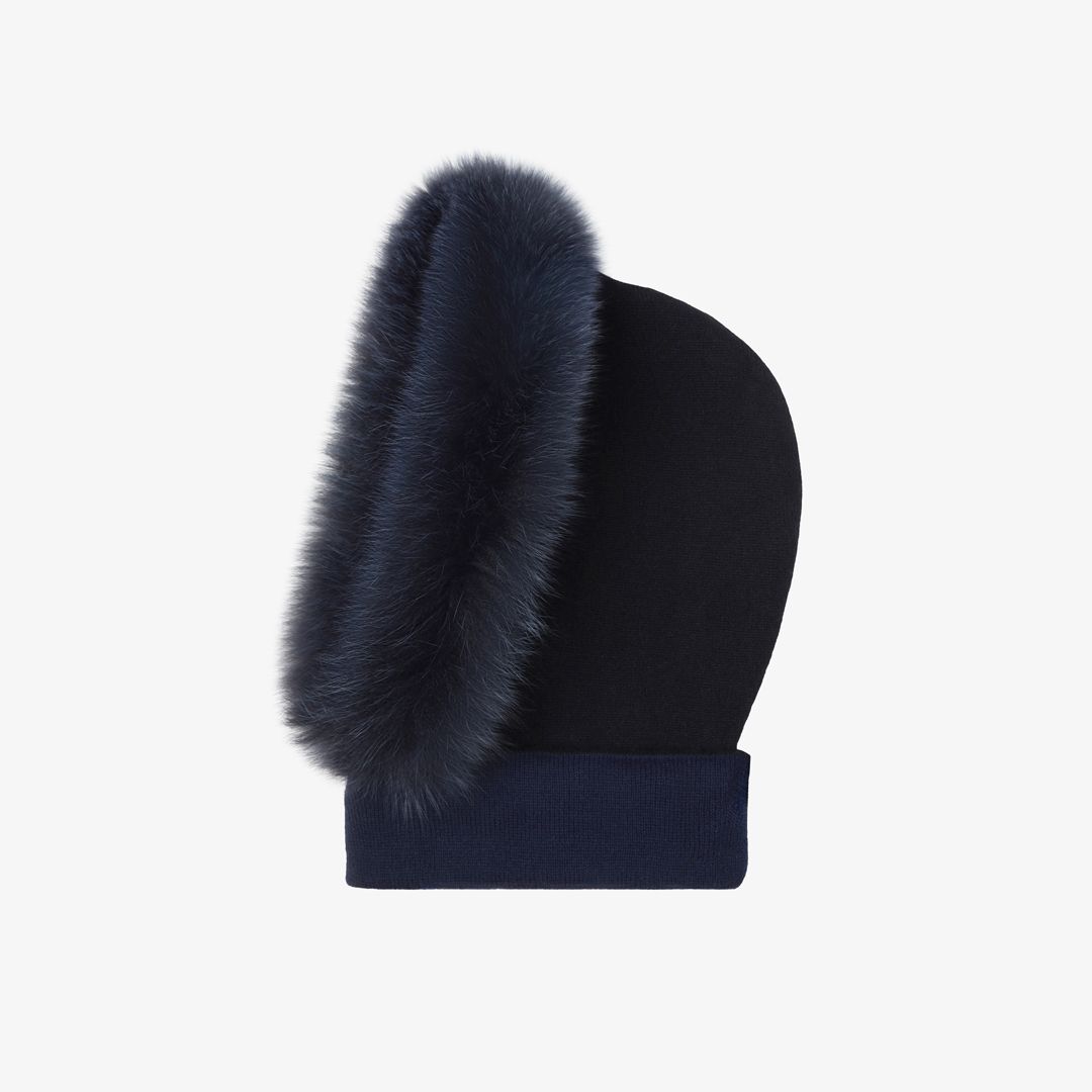 Balaclava cashmere e volpe blu