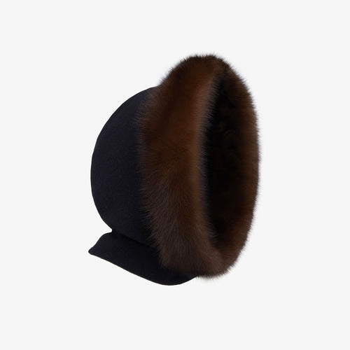Balaclava cashmere e zibellino nero