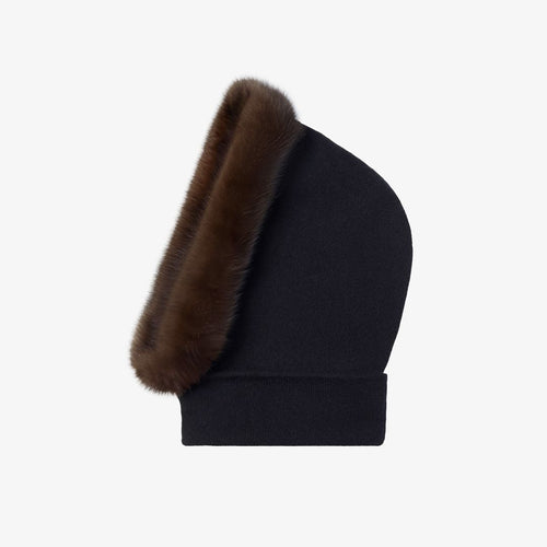 Balaclava cashmere e zibellino nero