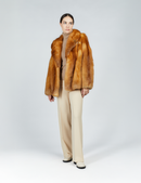 Giacca corta in volpe rossa pelle intera e collo inglese 65cm