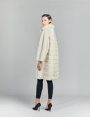 Cappotto in visone, collo inglese, ghiaccio, 95 cm