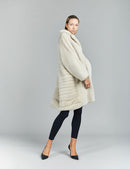 Cappotto in visone, collo inglese, ghiaccio, 95 cm