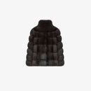 Giacca corta in zibellino con collo alto dark brown 60 cm