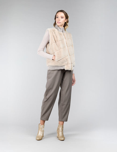 Gilet in visone, con collo alto, fard, 65 cm