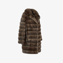 Cappotto al ginocchio in zibellino con collo inglese tortora 90 cm