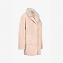 Manteau en peau de mouton réversible avec col anglais et poches en vison pêche de 80 cm.