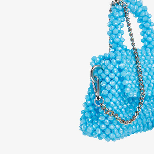 Borsa fatta a mano con micro cristalli azzurra