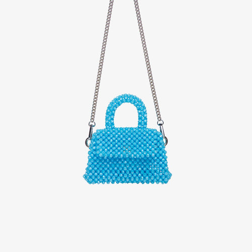 Borsa fatta a mano con micro cristalli azzurra