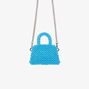Borsa fatta a mano con micro cristalli azzurra